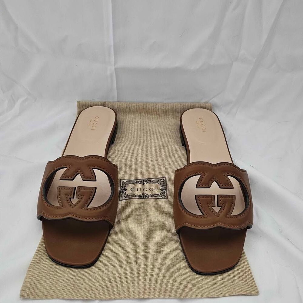 Gucci Interlocking-G Leather Slide Sandals – Size EU 38 | Love Parade Collection